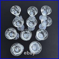 VTG Etched Crystal Champagne Coupe Glasses Set Of 11 Floral Cut Stemware Rock