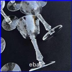 VTG Etched Crystal Champagne Coupe Glasses Set Of 11 Floral Cut Stemware Rock
