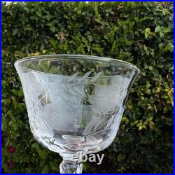 VTG Etched Crystal Champagne Coupe Glasses Set Of 11 Floral Cut Stemware Rock