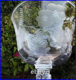 VTG Etched Crystal Champagne Coupe Glasses Set Of 11 Floral Cut Stemware Rock VTG Etched Crystal Champagne Coupe Glasses Set Of 11 Floral Cut Stemware Rock