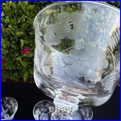 VTG Etched Crystal Champagne Coupe Glasses Set Of 11 Floral Cut Stemware Rock