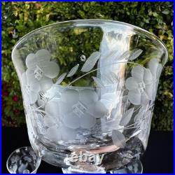 VTG Etched Crystal Champagne Coupe Glasses Set Of 11 Floral Cut Stemware Rock