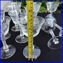 VTG Etched Crystal Champagne Coupe Glasses Set Of 11 Floral Cut Stemware Rock VTG Etched Crystal Champagne Coupe Glasses Set Of 11 Floral Cut Stemware Rock