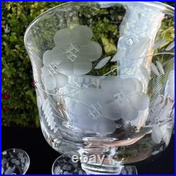 VTG Etched Crystal Champagne Coupe Glasses Set Of 11 Floral Cut Stemware Rock