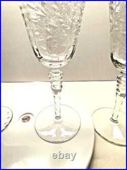 VTG Libbey Rock Sharpe Optic Fernwood Patt. 2010 Wine/Water Cry. Goblet set of 6