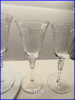 VTG Libbey Rock Sharpe Optic Fernwood Patt. 2010 Wine/Water Cry. Goblet set of 6