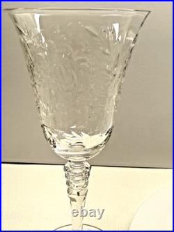 VTG Libbey Rock Sharpe Optic Fernwood Patt. 2010 Wine/Water Cry. Goblet set of 6