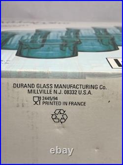 VTG. NOS Luminarc Working Glass Set of 12 Glasses 14& 21oz Turquoise USA