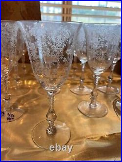 VTG Rare Set of 14 Cambridge Rose Point Water Goblets 10 oz, Stem 3121 MCM