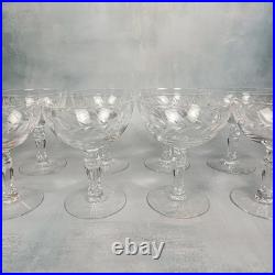 VTG Set Of 8 Elegant Etched Crystal Coupe Cocktail Sherbet Glasses Ornate Stem
