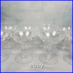 VTG Set Of 8 Elegant Etched Crystal Coupe Cocktail Sherbet Glasses Ornate Stem