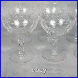 VTG Set Of 8 Elegant Etched Crystal Coupe Cocktail Sherbet Glasses Ornate Stem