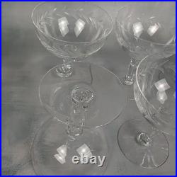 VTG Set Of 8 Elegant Etched Crystal Coupe Cocktail Sherbet Glasses Ornate Stem