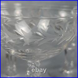 VTG Set Of 8 Elegant Etched Crystal Coupe Cocktail Sherbet Glasses Ornate Stem