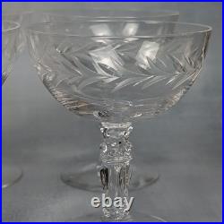 VTG Set Of 8 Elegant Etched Crystal Coupe Cocktail Sherbet Glasses Ornate Stem
