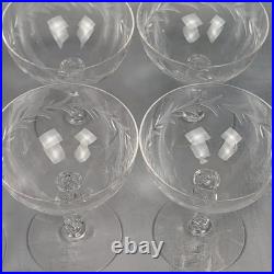 VTG Set Of 8 Elegant Etched Crystal Coupe Cocktail Sherbet Glasses Ornate Stem