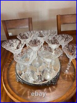 VTG Set of 12 Cambridge Rose Point Champagne/Tall Sherbet Glasses, Stem 3121