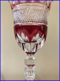 VTG Set of 6 Wine Glasses Water Goblets THARAUD Ruby Cranberry Cut Crystal