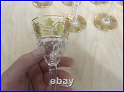 Val St. Lambert Pampre D'Or Gold Inlay Stemmed Cordial Drink Glasses (Sets of 4)