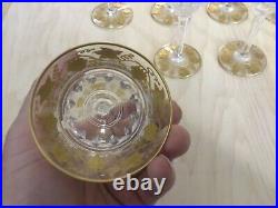 Val St. Lambert Pampre D'Or Gold Inlay Stemmed Cordial Drink Glasses (Sets of 4)