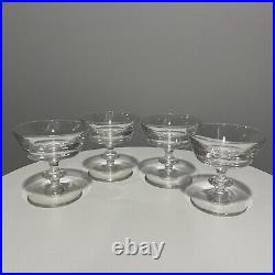 Val St Lambert State Champagne Coupes Crystal Glasses Set Of 4 Mid-century