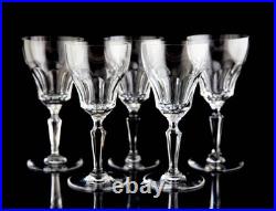 Val St Lambert Water Wine Goblet Glasses Set of 5 Elegant Vintage Crystal Signed
