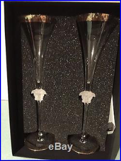 Versace Rosenthal Crystal Champagne Flutes Set of 2 Brand NEW