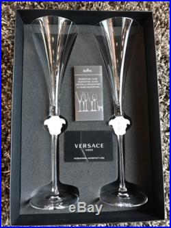 VERSACE Rosenthal MEDUSA  Lumiere Set of 2 CHAMPAGNE FLUTE 12 inch