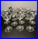 Vintage 1940s Etched Fern Leaf Pattern Wine Glass Champagne Coupe Set Of 13