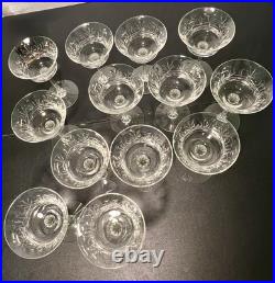Vintage 1940s Etched Fern Leaf Pattern Wine Glass Champagne Coupe Set Of 13 Vintage 1940s Etched Fern Leaf Pattern Wine Glass Champagne Coupe Set Of 13
