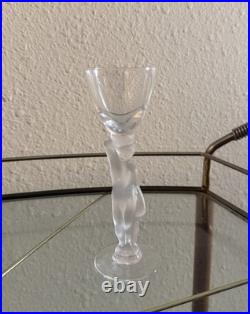 Vintage 1960s frosted glass french ball crystal bacchus cordial glass set of 5