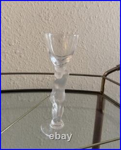 Vintage 1960s frosted glass french ball crystal bacchus cordial glass set of 5