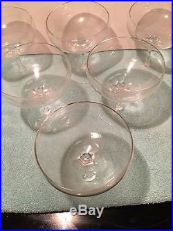 Vintage 1970s CARTIER Crystal Champagne Bowls not Flutes Set of 6 Cut Pattern