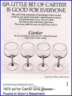 Vintage 1970s CARTIER Crystal White or Red Wine Glasses Set of 6 Cut Pattern
