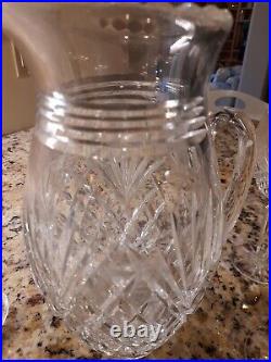Vintage 25-set Cut Crystal Wine Goblets Flutes with Pitcher Diamond Fans Pattern