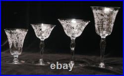 Vintage 28pc Etched Mikado Glassware Set Morgantown, Champagne, Martini Vintage 28pc Etched Mikado Glassware Set Morgantown, Champagne, Martini