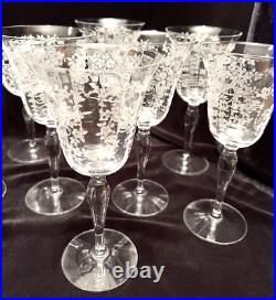 Vintage 28pc Etched Mikado Glassware Set Morgantown, Champagne, Martini Vintage 28pc Etched Mikado Glassware Set Morgantown, Champagne, Martini