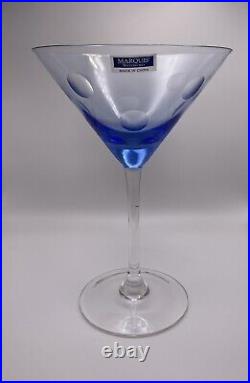 Vintage 4 Waterford Crystal Marquis Polka Dot Martini Pink Purple Blue Teal NEW