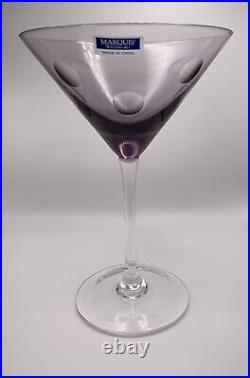 Vintage 4 Waterford Crystal Marquis Polka Dot Martini Pink Purple Blue Teal NEW