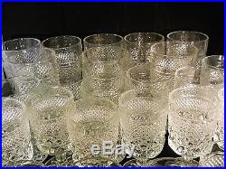 Vintage Anchor Hocking Glassware Wexford Pattern Crystal Set Of 28 (AHCWEX)1-2