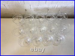 Vintage Antique Set of 14 Crystal Wine Glasses / Goblets with Floral Decoration