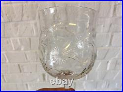 Vintage Antique Set of 14 Crystal Wine Glasses / Goblets with Floral Decoration