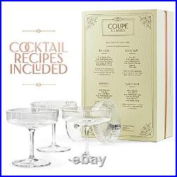 Vintage Art Deco Coupe Glasses Set of 4 7 oz Classic Cocktail Glassware f