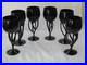 Vintage Artisan Black Glass Wine Glasses Set 6 Gothic Hand Blown Stemware Vintage Artisan Black Glass Wine Glasses Set 6 Gothic Hand Blown Stemware
