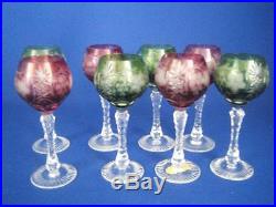Vintage BOHEMIAN Set of 8 Cut-to-Clear 5 1/4 Cordial Glasses
