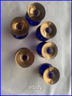 Vintage Bohemian Cobalt Blue Brandy Snifter set of 6/ Murano Italy
