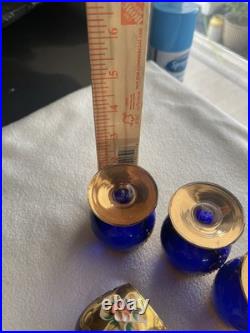 Vintage Bohemian Cobalt Blue Brandy Snifter set of 6/ Murano Italy
