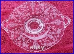 Vintage Cambridge Rose Point Etched Glass 5 piece Bowl & Platter Set PERFECT th