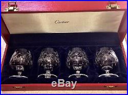 Vintage Cartier Crystal Set Of 4 Brandy Cognac Scotch Snifter Glasses