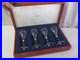Vintage Cartier Crystal Set Of 4 Sherry Wine Cordial Stemware with Origin Case